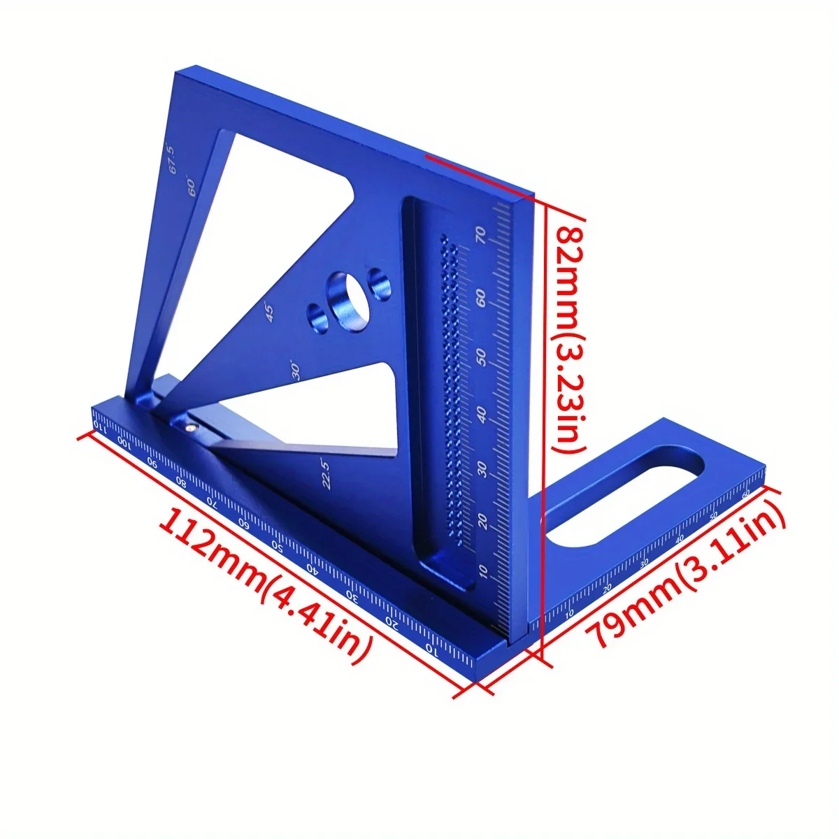 22.5/30/45/60/67.5/90 Degree Aluminum Alloy 2025 Square Ruler Protractor, Multi-Angle 3D new Measuring Ruler, Engineer Carpenter Crafting