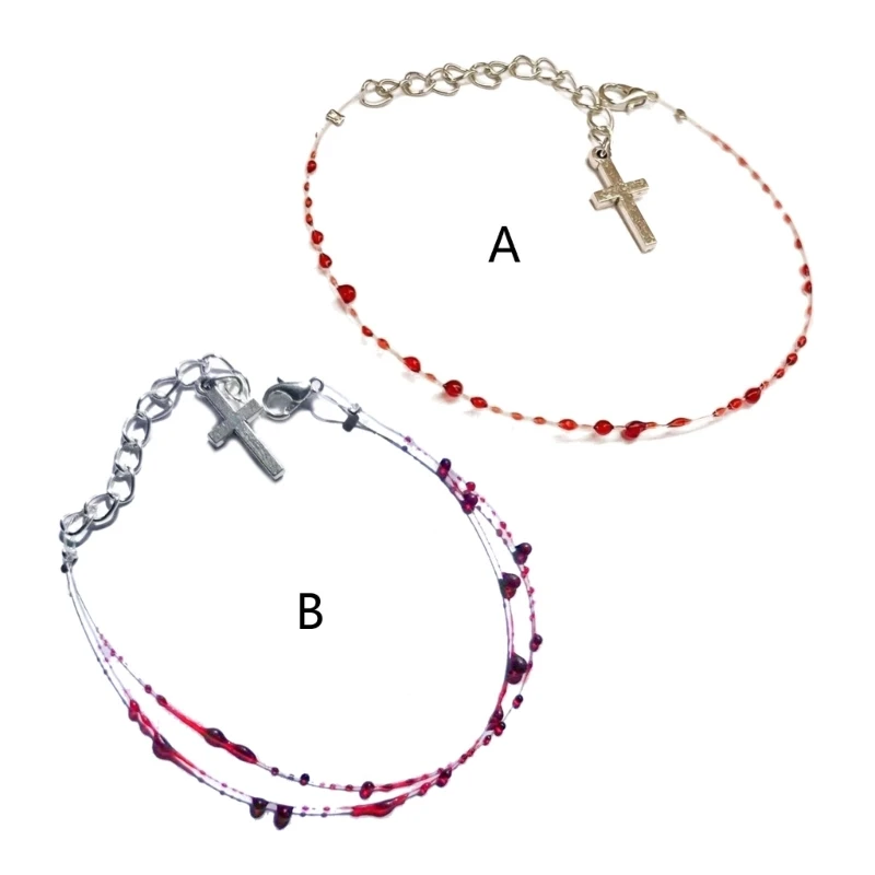 Handmade Blood Drop Bracelet Blood Bead Single/Double Layer Bracelet Adjustable Bracelet with Pendant for Adult smile