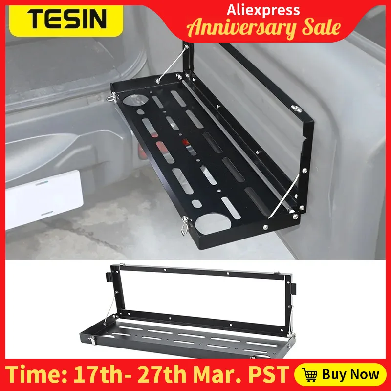 TESIN Car Rear Door Cargo Luggage Carrier Tailgate Foldable Shelf Storage Mounting Rack For Suzuki Jimny 2010-2022 Accessories