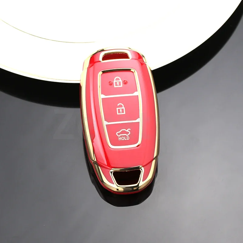 Fob Shell TPU Auto for Hyundai Elantra Grandeur Accent Solaris Sonata Palisade Kona Creta I20 I30 IX35 IX25 Car Key Case Cover smile