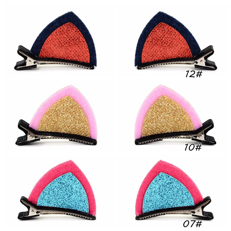 Girls Ears 2PCS/Lot Cat Barrettes Hair Clips Cute Little Sequins Safety Hairpin Lovely Children Ornaments Kids Hair Accessories smile