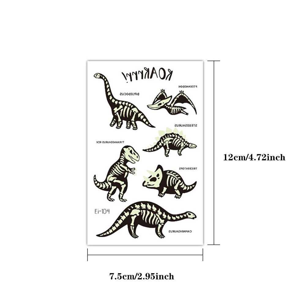 10 pieces of luminous dinosaur luminous waterproof temporary tattoo stickers mermaid lion sparkling tattoos childrens arm art fake tattoos W241109