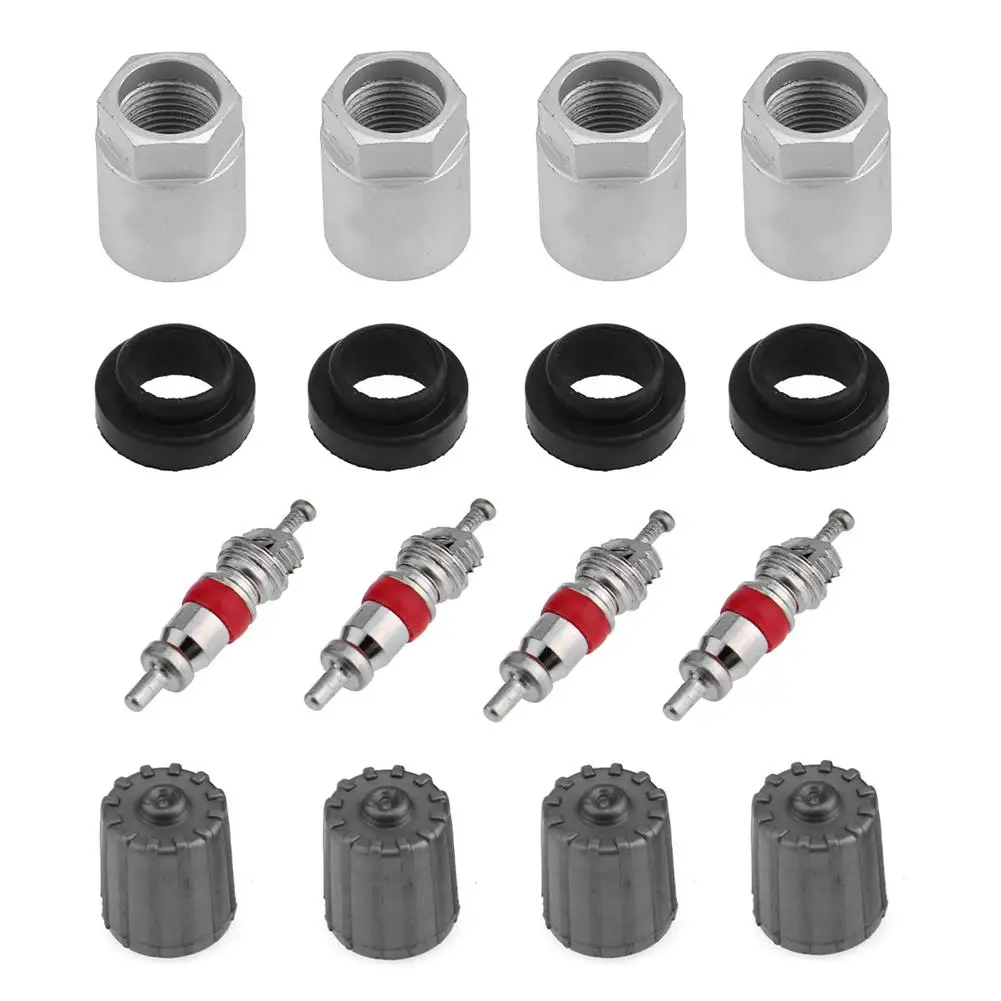 Car TPMS Service Repair Kit AotuTire Pressure Sensor Rebuild with Nut Valve Cap Gasket Car Styling Accessories 4 Sets