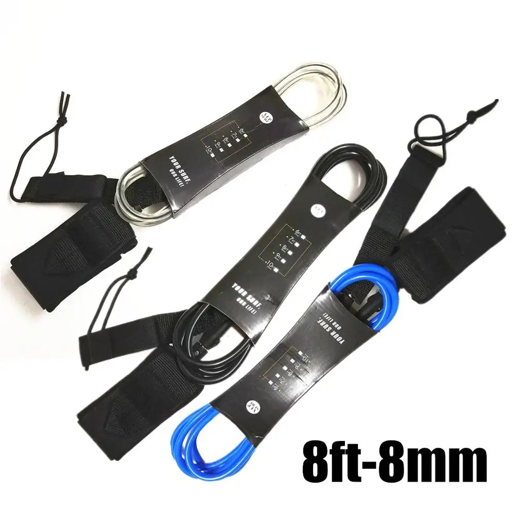 SUP surf leash Laisse Surf Neoprene Leash 8ft 8mm transparent clear/blue/black Surfboard Leash Stand up paddle board leash smile