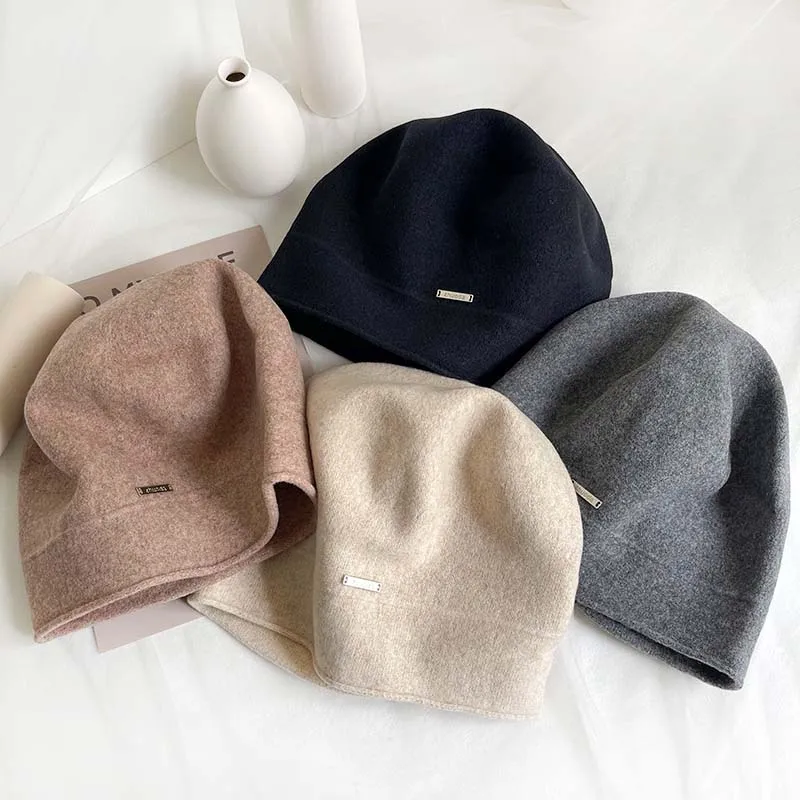 Cashmere Wool Simple Elegant Beret Autumn Winter Women Versatile Hat Bonnet Painter Caps Retail Wholesale smile