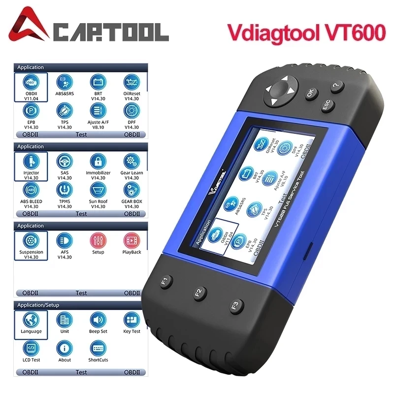 VT600 OBD2 Automotive Vdiagtool Scanner Tool ngine ABS SRS EPB Oil Service Reset Injector Coding For Car Diagnostic smile