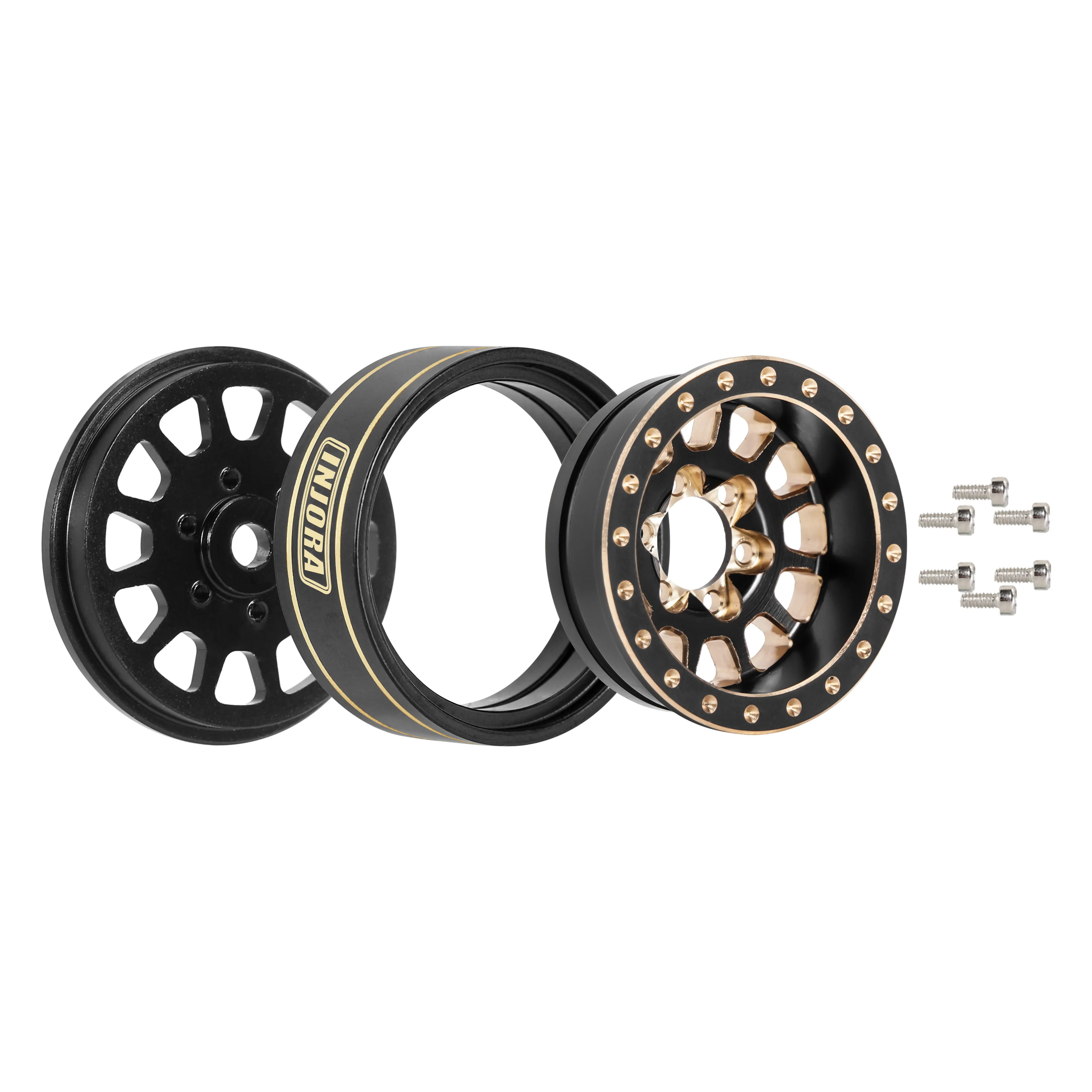 Brass INJORA 1.0 Plus Beadlock Wheel Rims For 1/24 1/18 RC Crawler Scx24 Trx4m Fcx24 (W1101 W1102 W1103 W1107) Smile ddmysmile (W1101 W1107)