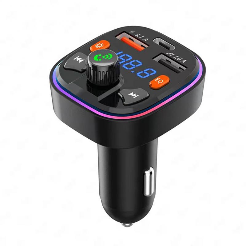 Bluetooth 5.0 Atuo 1/2Pcs Charger FM Transmitter PD 18W Type-C Dual USB 4.2A ddmysmile Fast Charger LED Backlit Atmosphere Light Mp3 Smile
