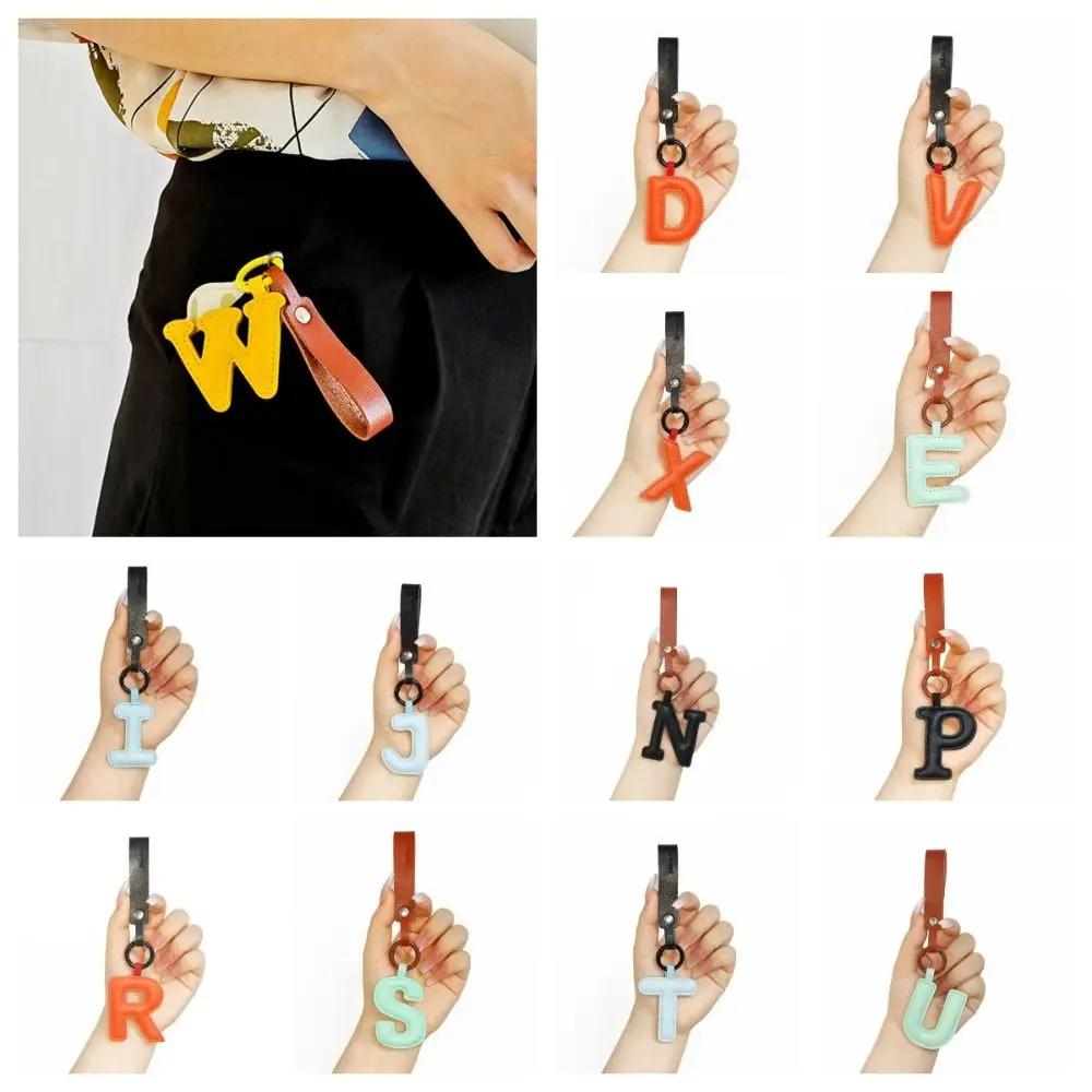 d ec Letter Personality PCS Keychain Creative Unique Alphabet Car Key Buckle Simple Trendy PU Holder