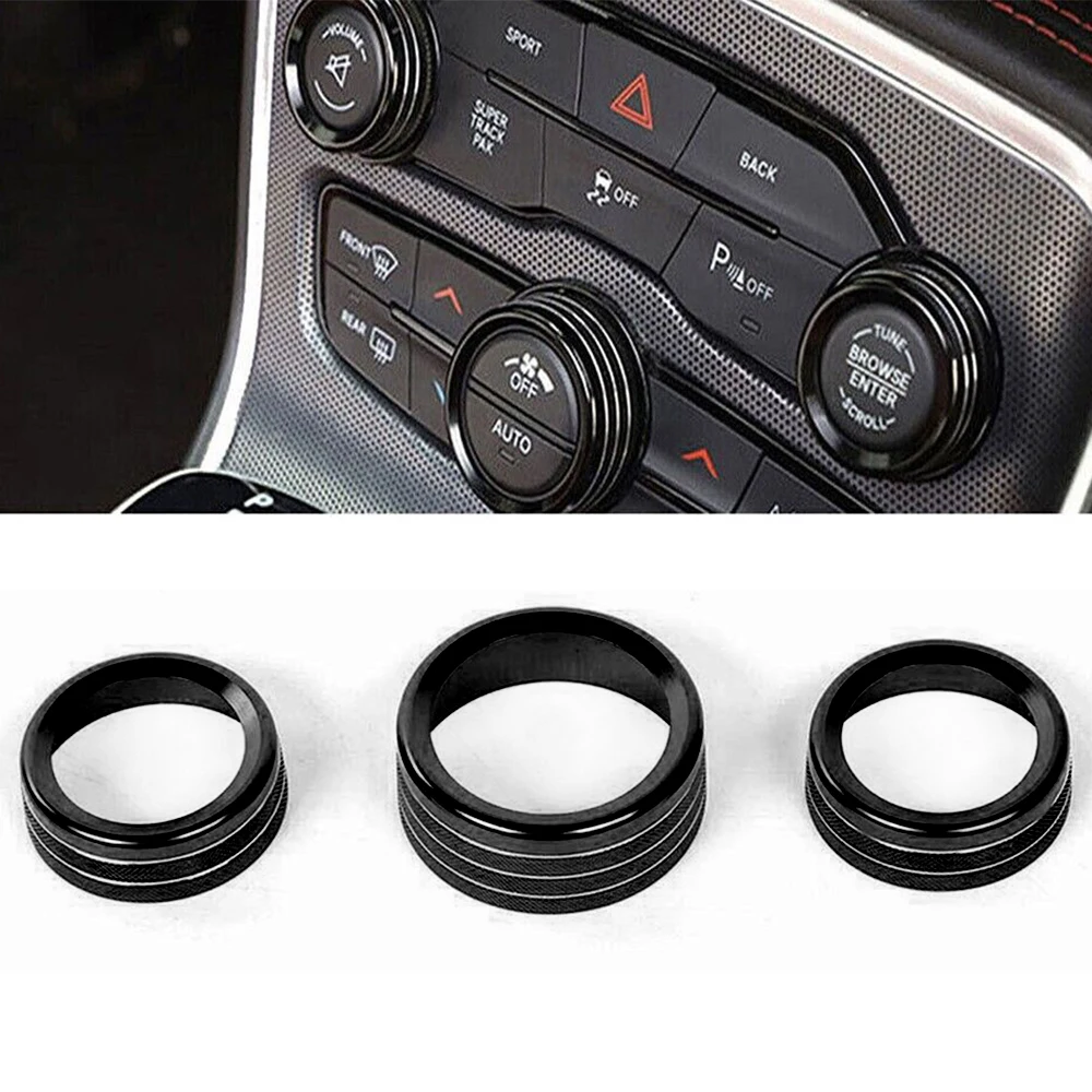 For Jeep Grand Cherokee 14-21,Aluminum Alloy Climate Volume Turn Knob Ring Cover