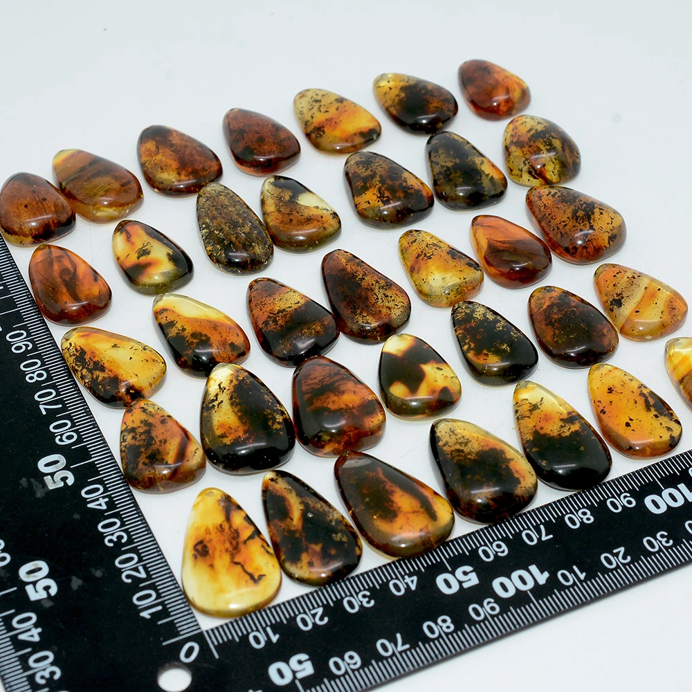 Natural Baltic Amber With Fossilized Plant Irregular Waterdrop Pendant Rought Size 25mm-35mm