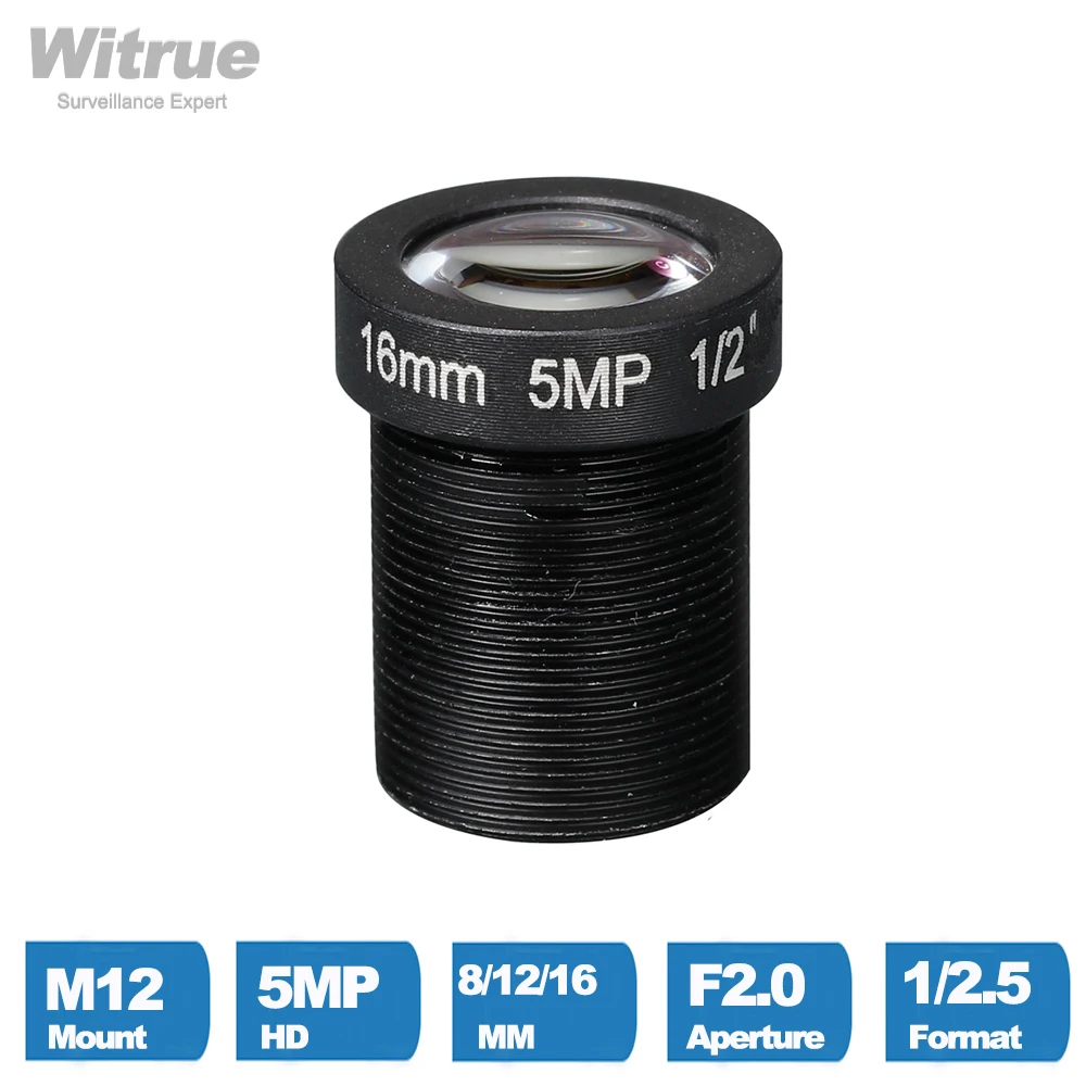Camera Lens CCTV HD 5 Mega Pixel M12 Mount 8MM 12MM 16MM Optional 1/2.5" F2.0 For Surveillance Security IP Cam