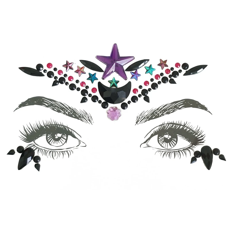 Sexy Face Tattoo 3D Sticker Glitter Dias Temporary Fake Tattoo Gypsy Festival Christmas Party Eyes Body Jewels Tatoo Sticker smile