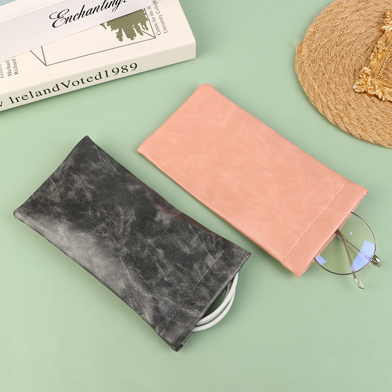 PU Bag Glasses Soft Sunglasses Case Automatic Closed Eyewear Pouch Data Cable Earphone Storage Bag Glasses Protective Cover smile