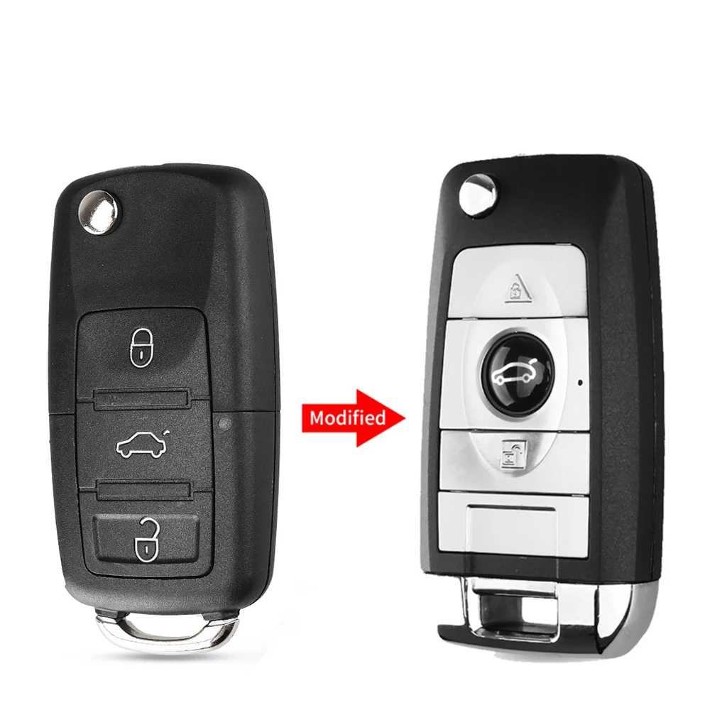 3 Buttons Modified KEYYOU Folding Remote Car Key Case For VW Golf 4 5 Passat b5 b6 polo Touran For Seat Skoda smile