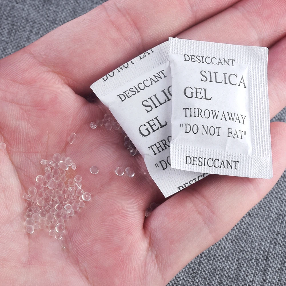 50/100/200 Packs 1g Non-toxic Silica Gel Desiccant Packets Safe Moisture Absorbing Drying Bulk Bags For Clothes Food Storage