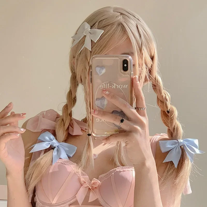 Bowknot Clip ddmysmile Satin Hair For Girl Lolita Bow Barrette Ballet Styling Solid Hairpin Korean Headwear Headband Hair Accessories Smile