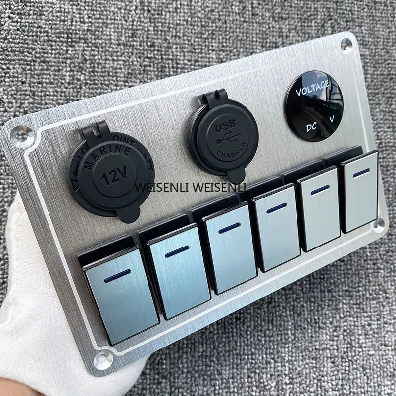 8 Gang Rocker Switch Panel For Car Boat Marine 12V 24V Waterproof On-Off Circuit Breakers With Fuse Panel Switch With Sticker