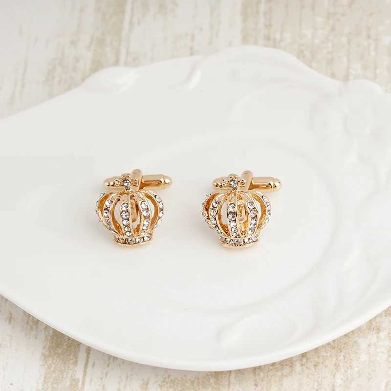 Mens Crown Cufflinks Womens Classic Crystal Water Diamond Shirt Cufflinks Wedding Gift Sparkling Cufflinks Jewelry Anniversary Gift W241109