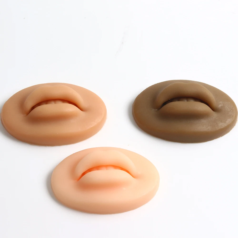 new 3pcs Tattoo Practice Lips Light Skin /Dark Skin /Brown Silicone Microblading 2025 Practice Skin 3D Lip Skin Tattoo Cosmetic Lip