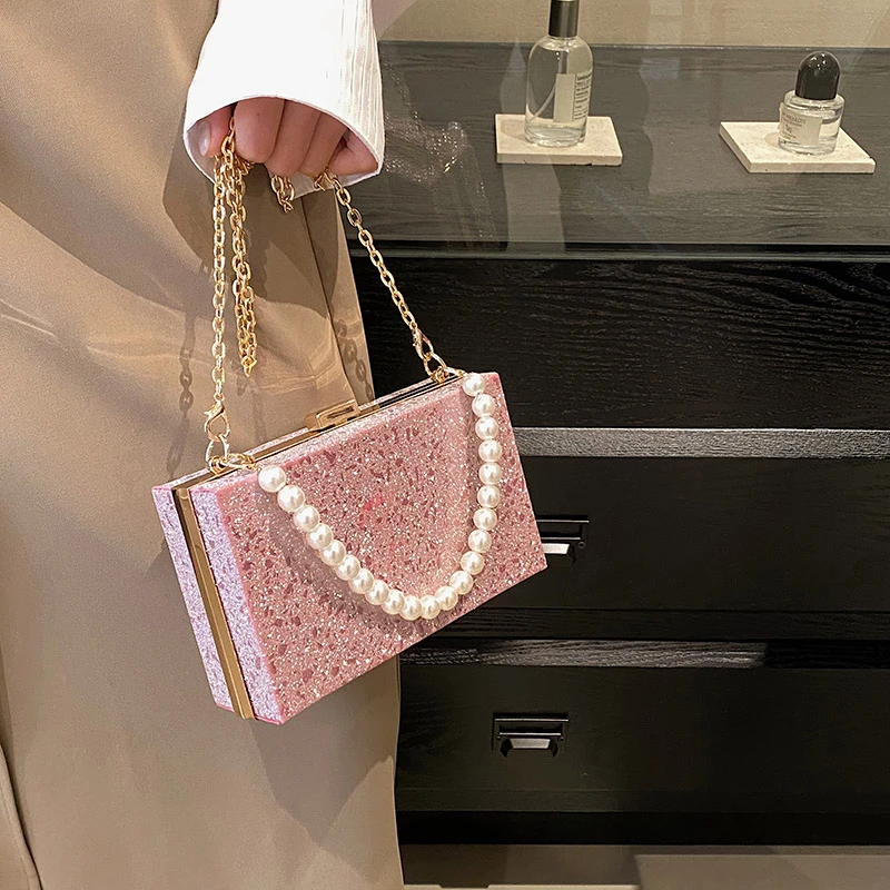 Bag Metal Women Clutch ddmysmile Brand Chain Crossbody Bag Designer Box Evening Bag Handbag High Quality Acrylic Shoulder Bag Purse Smile