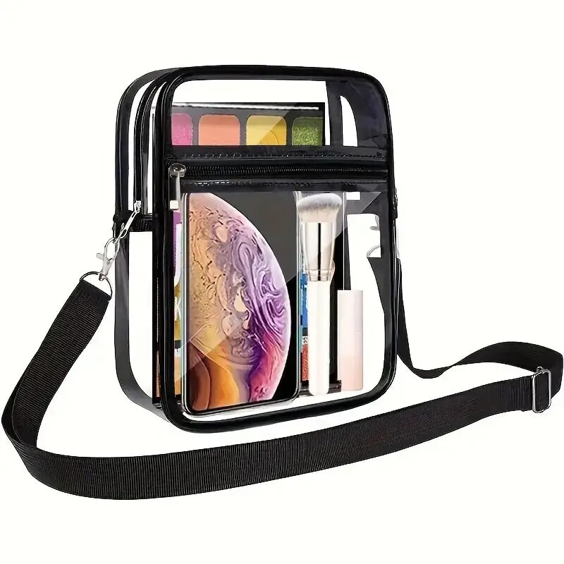 Clear Crossbody Bag, Stadium Approved Clear Bag For Concerts,Sporting Event For Women And Men Pvc Bag