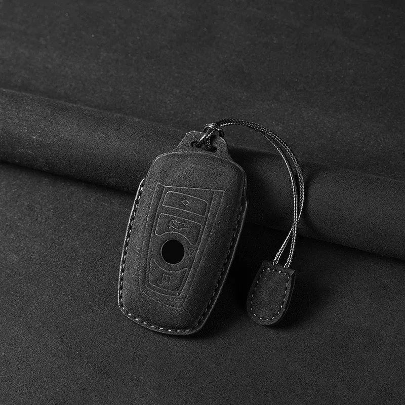 case key Leather car For X1 X3 X5 X6 X7 F20 F15 F16 F48 G20 G30 G01 G02 G05 G11 G32 1 3 7 Series Keychain Suede Accessories smile