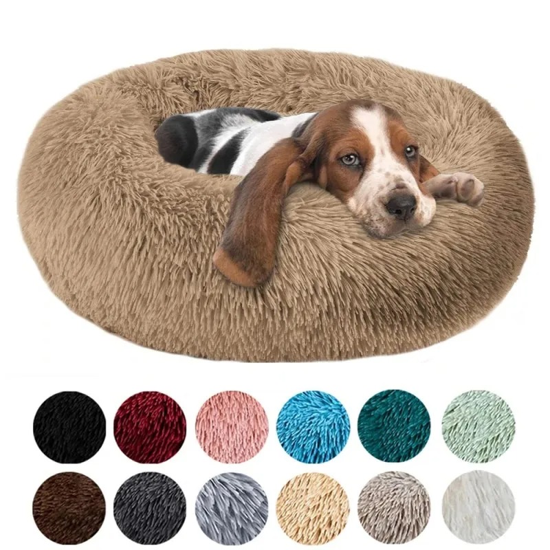 Round Beds House Soft Long Plush Best Dog For Dogs Basket Pet Products Cushion Bed Cat Mat Animals Sleeping Sofa Free shipping