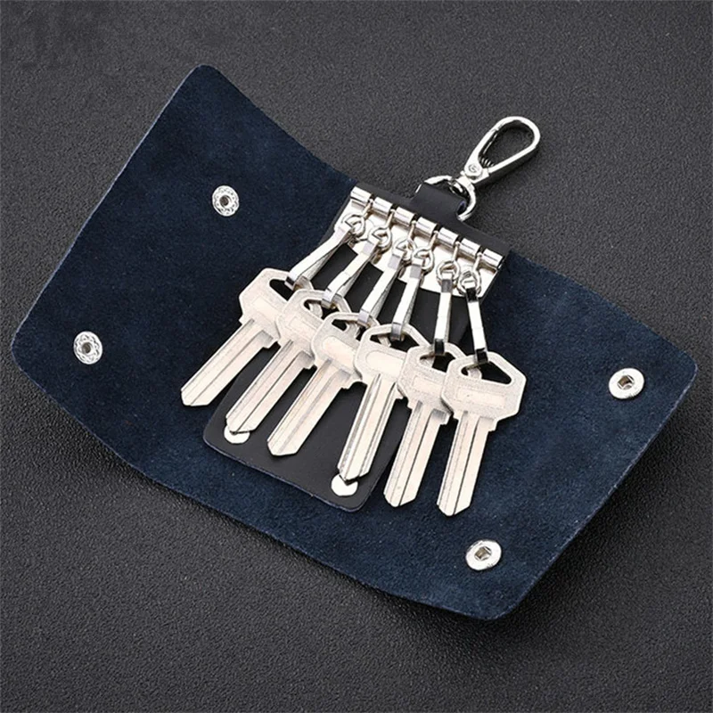 Holder Key Portable Leather Unisex Bag Case Cover Car Keychain Housekeeper Holders Mini ddmysmile Card Bags Simple Solid Color Wallet Smile