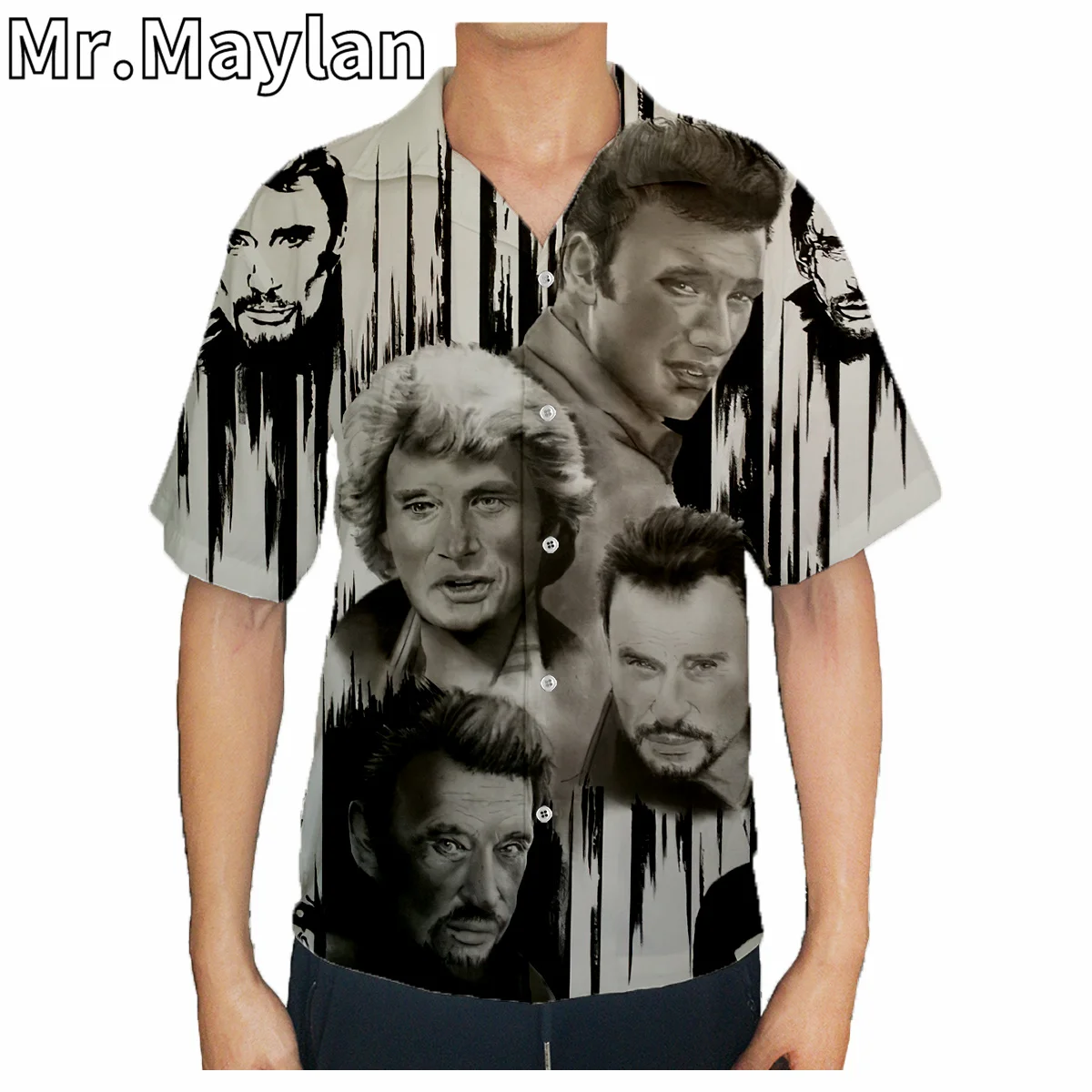 2025 Johnny Hallyday 3D Print Beach Hawaiian 2022 Summer Shirt Short Sleeve Shirt Streetwear Oversized Camisa Social new Chemise Homme-23