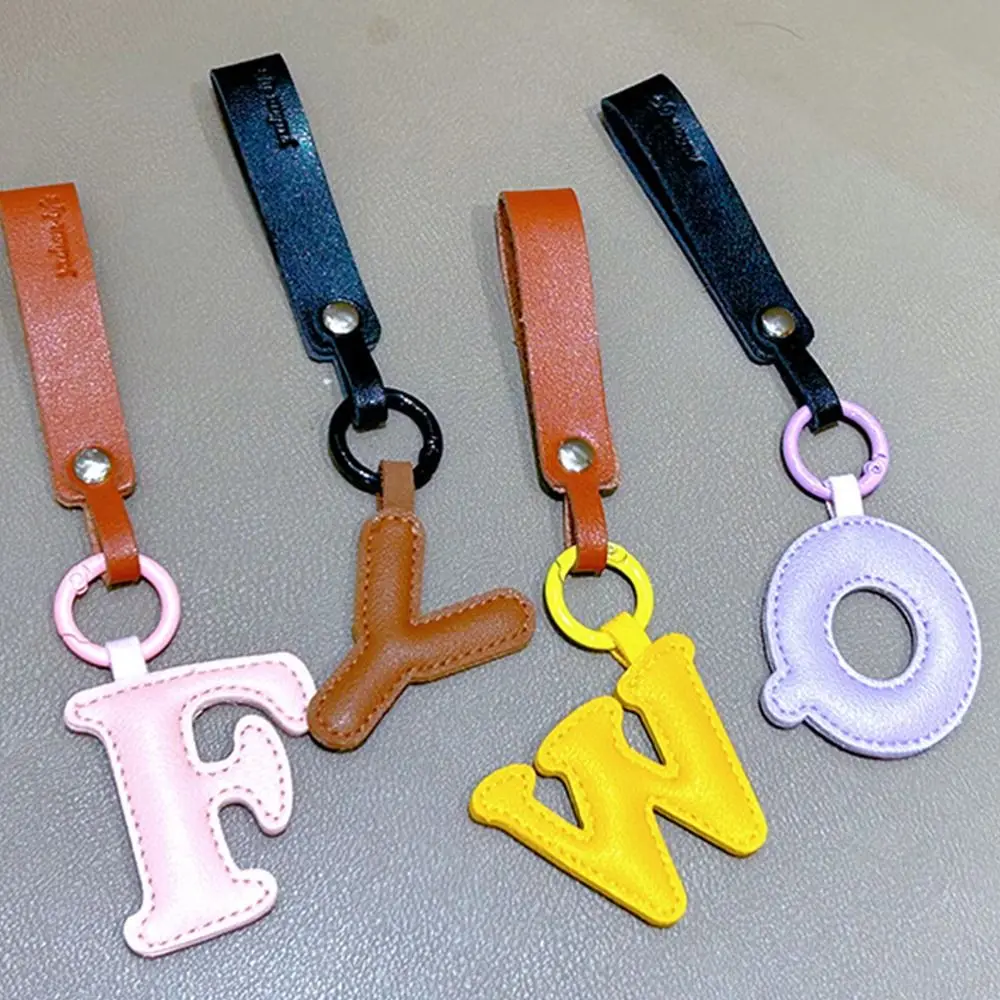 d ec Letter Personality PCS Keychain Creative Unique Alphabet Car Key Buckle Simple Trendy PU Holder