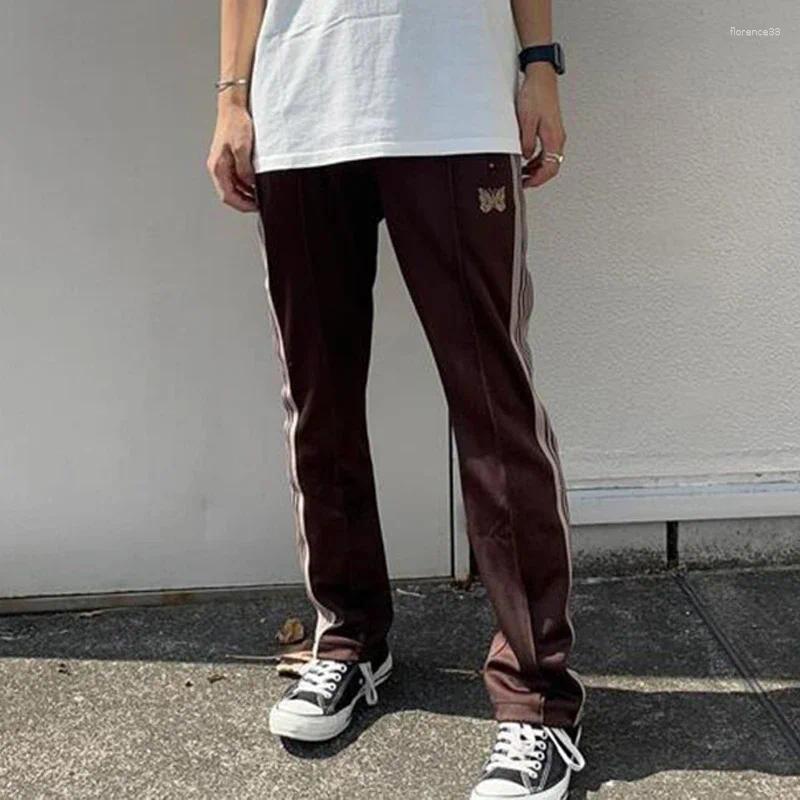 Men's Pants Pants NEEDLES Arrival Butterfly Embroidery Cotton Track Stripe Sweatpants Oversize Trousers z250226