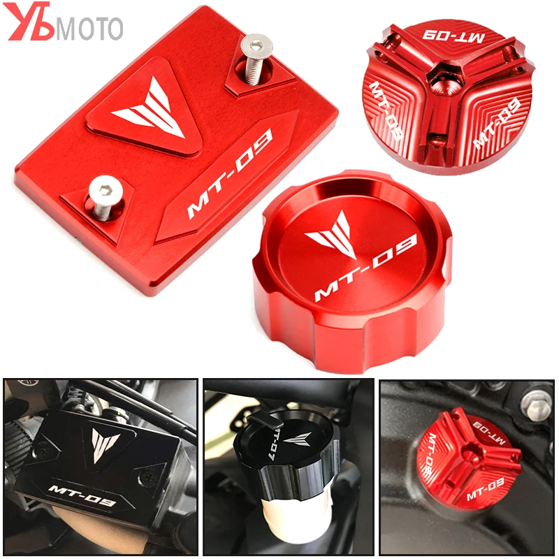 For Yamaha MT09 mt 09 07 2014-2020 MT07 2021-2023 Accessories Motorcycle Front and Rear Brake Tank Cap + Engine Oil Filler Cap