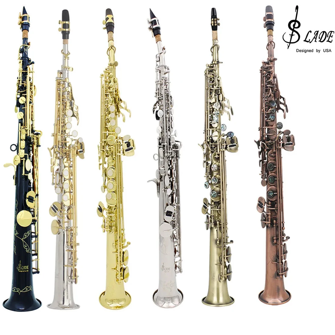 Straight Bb Soprano Saxophone Brass Silver Plated B Flat Sax High Quality Woodwind Instrument With Case Reeds Gloves Accessories