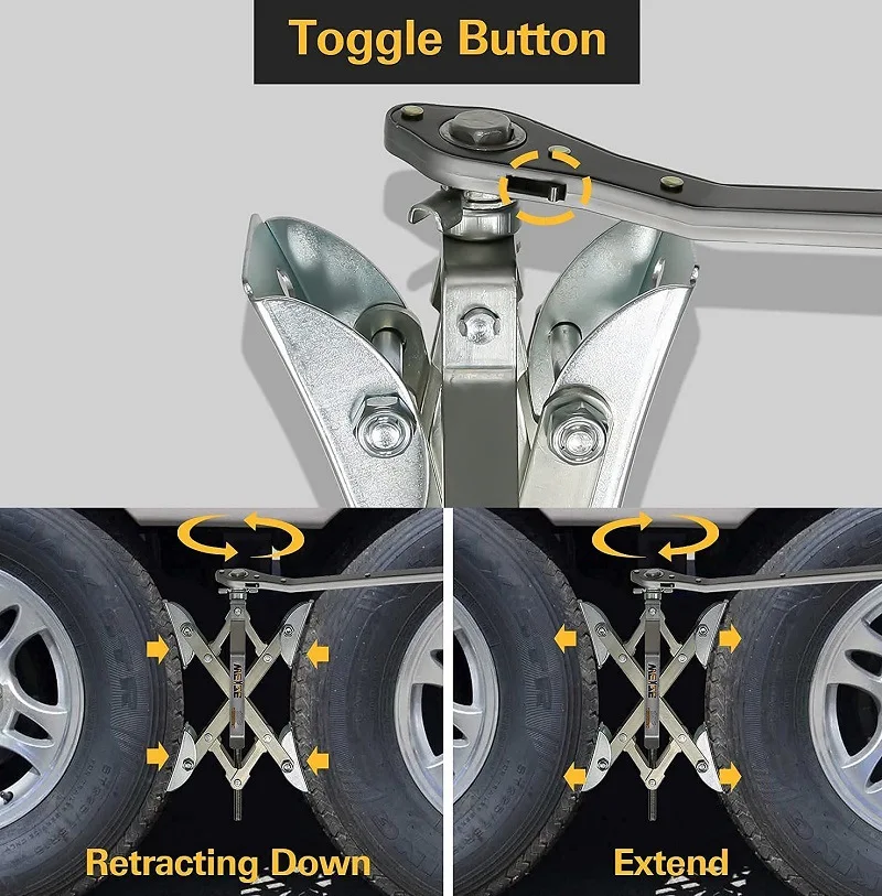 2Pcs RV X-Chock Wheel Stabilizer Camper Wheel Tire Chock RV Tire Locking Stabilizers Levering System Heavy Duty Faster