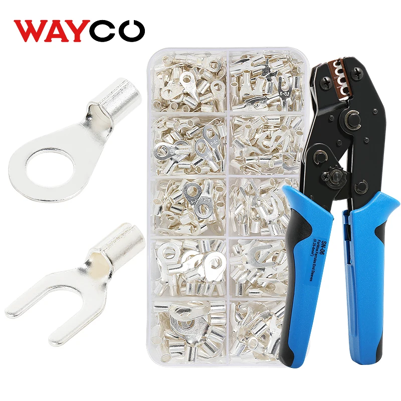 200/560PCS new Ring 2025 Spade Crimp Terminals Non-insulated Lugs Ferrules Type Electrical Wire Connector Cable Shoes M3 M4 M5 Box set