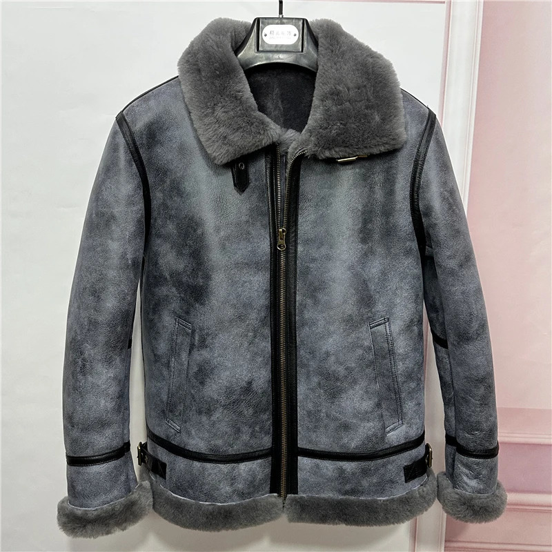 Sheepskin coat mens winter jacket Sheepskin coat mens B3 flight suit motorcycle jacket Casacas Para Hombre Inviernno F 241108