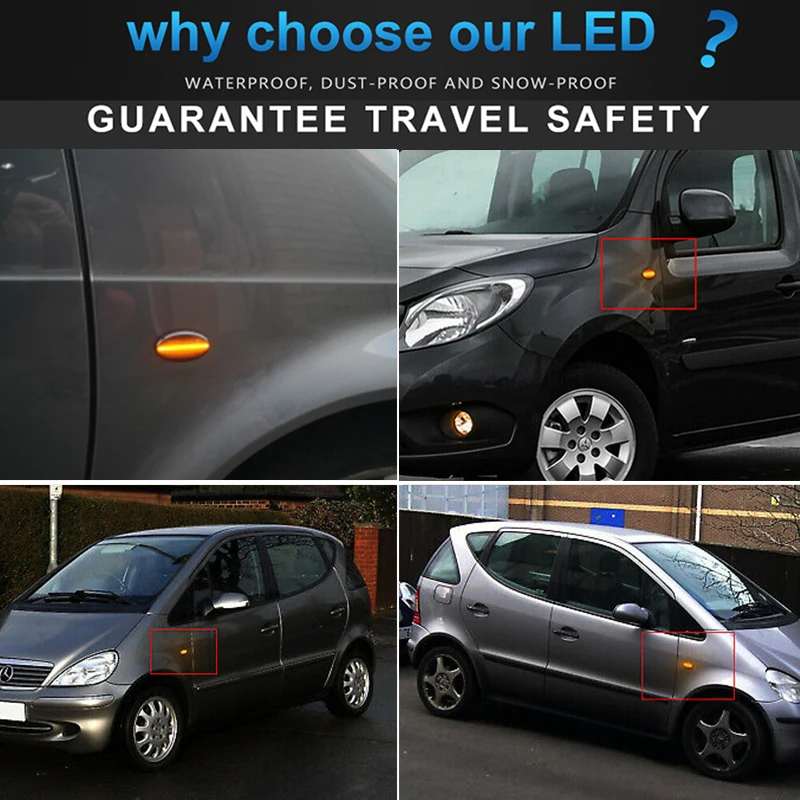 2x For Mercedes Benz Smart Fortwo 450 452 Vito LED Dynamic Side Marker Light Turn Signal Lamps Viano Citan Metris Valente W168