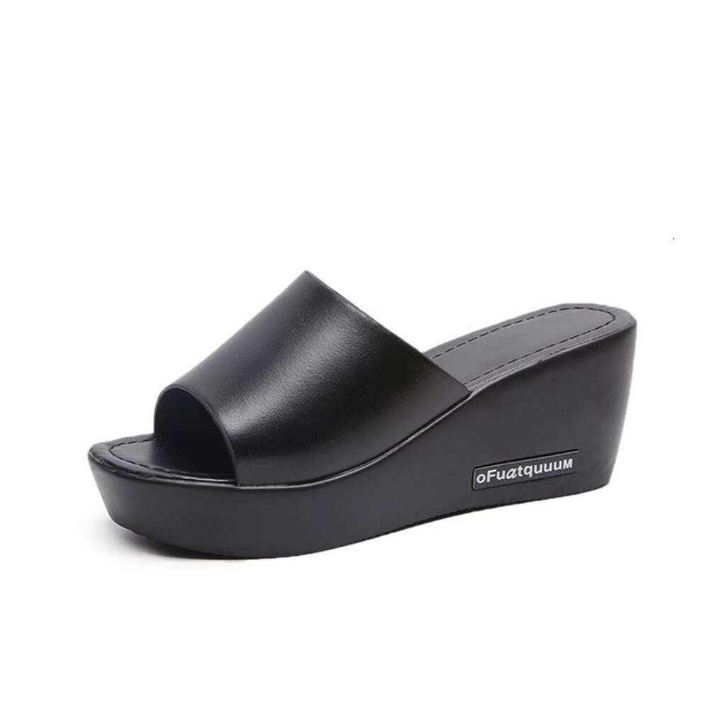 Pok Heel Slippers, Female Internet Celebrity, Same Style for Students, Summer Outwear, Thick Sole 2024 New Pregnant Women's Anti Slip One Line Be