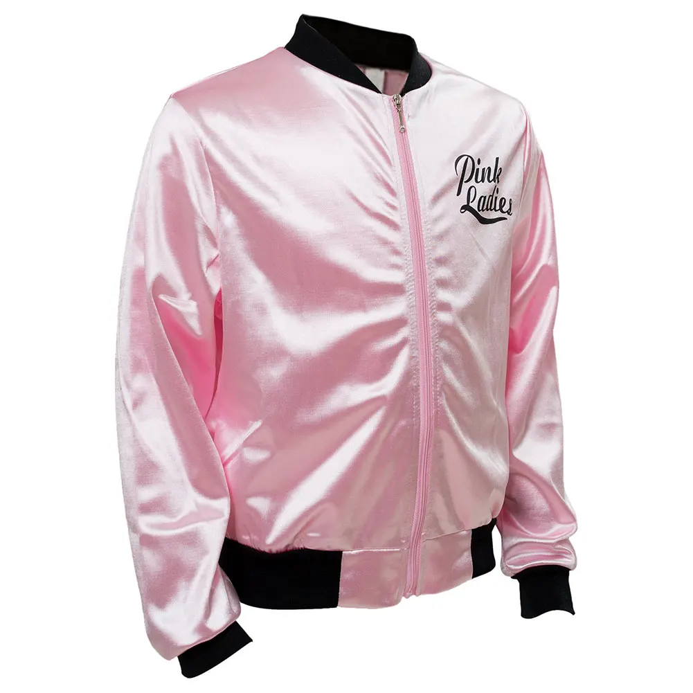 The Grease Cosplay Costume Pink Ladies Gang Girls Jacket Kids Retro Fancy Cheerleader Pink Jacket Coat Autumn Halloween Party smile