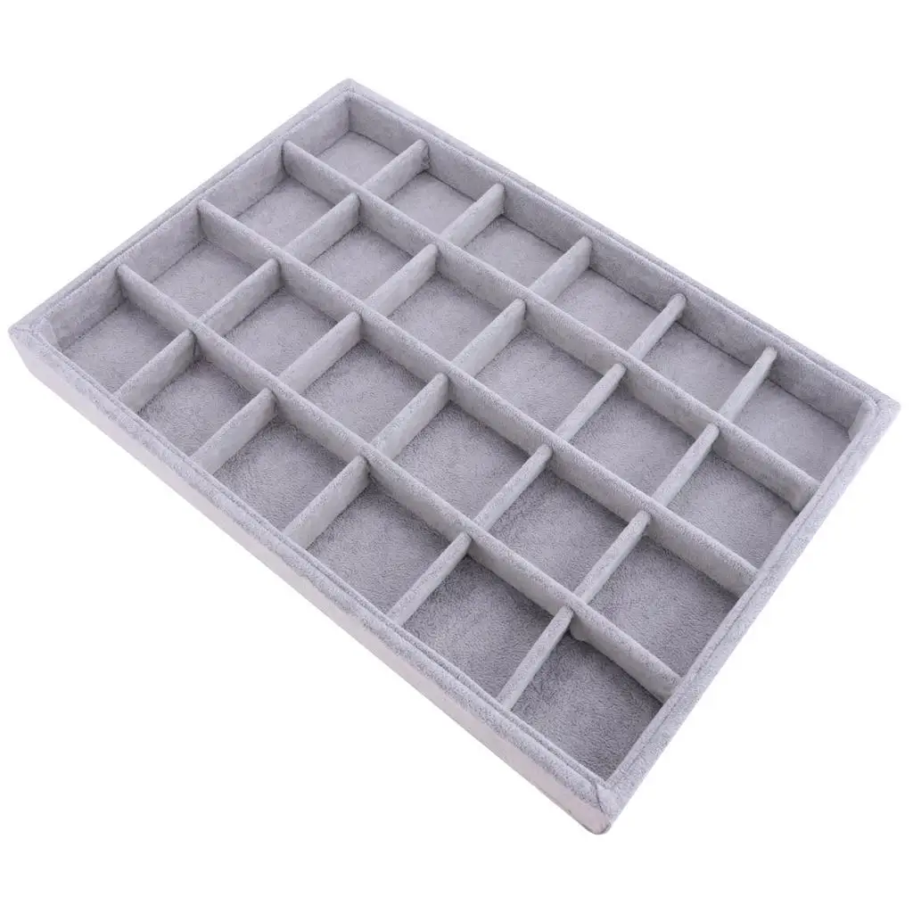 Jewelry Organizer Display Velvet Stackable Jewelry Storage Box Case -, 24 Grid