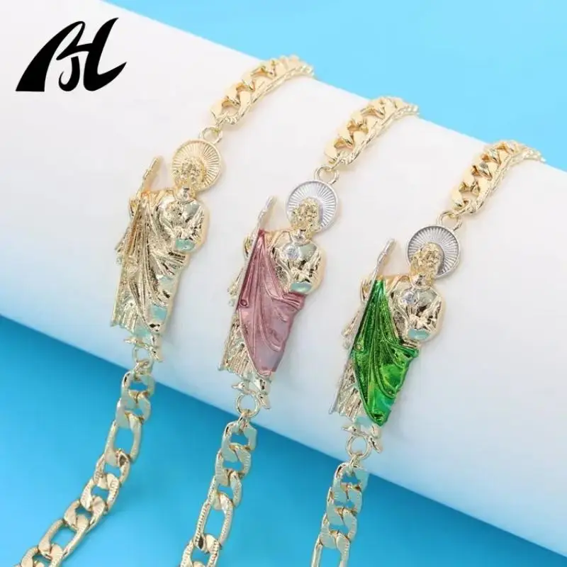 China Factory Cuban Jewellery Oro Laminado Jewelry San Judas Tadeo Bracelet For Men Women smile