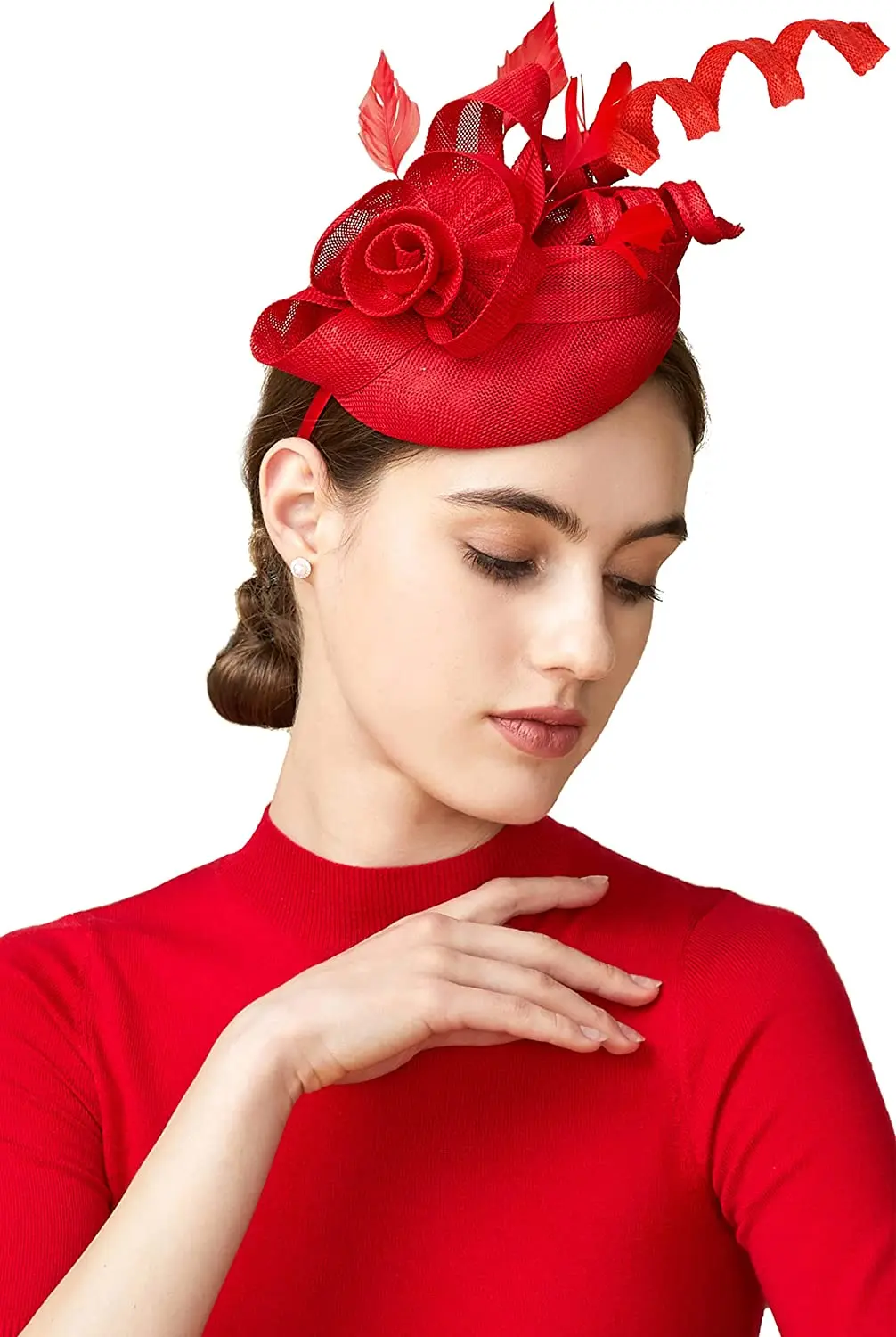 Hat Women Fascinator for Tea Party Kentucky Fascinator Hat Pillbox Hat Derby Pea Feather Fascinator Hair Accessories smile