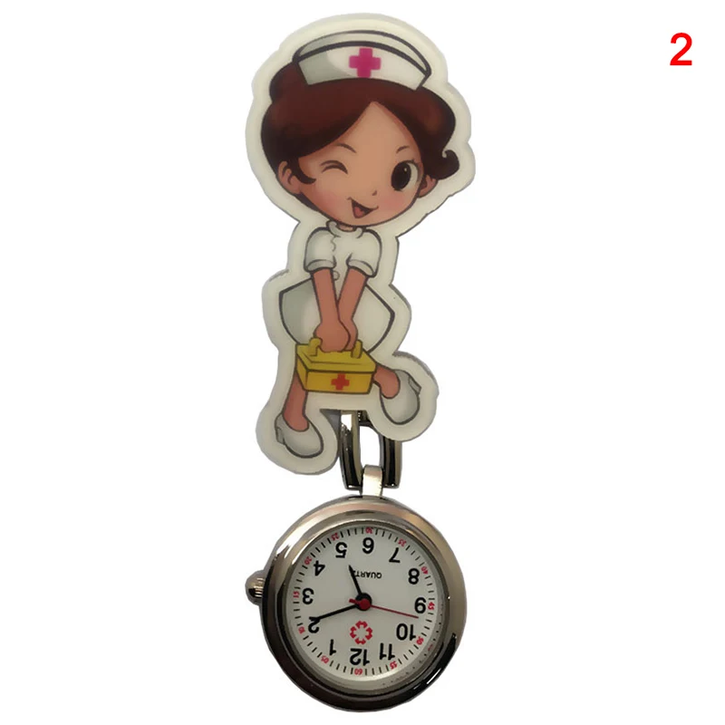 Cartoon Luminous Quartz Women Gift Nurse Watch Hanging Pocket Watch smile