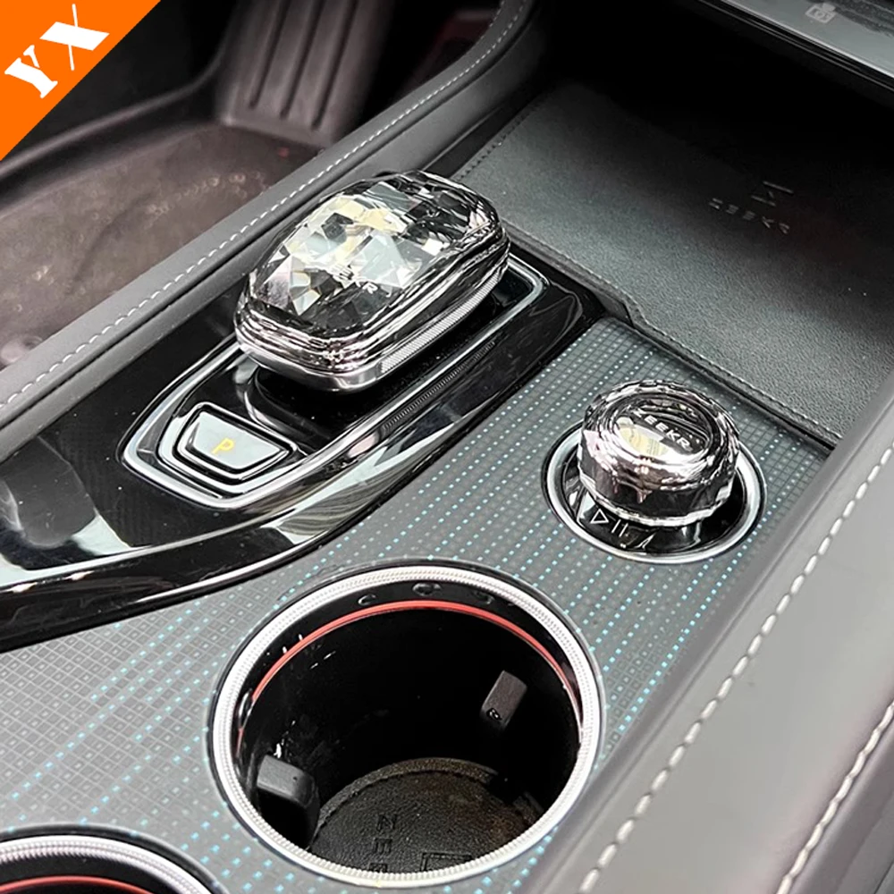 Geely Zeekr 001 For 2021-2024 Rhinestone Look Trim Car Gear Shift Handle Knob Frame Cover Styling Accessories smile