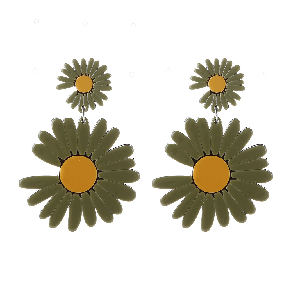 Acrylic Colorful Sweet FishSheep Flowers Drop Earrings for Women Korean Handmade Simple Little Daisy Pendent Earring Jewelry smile