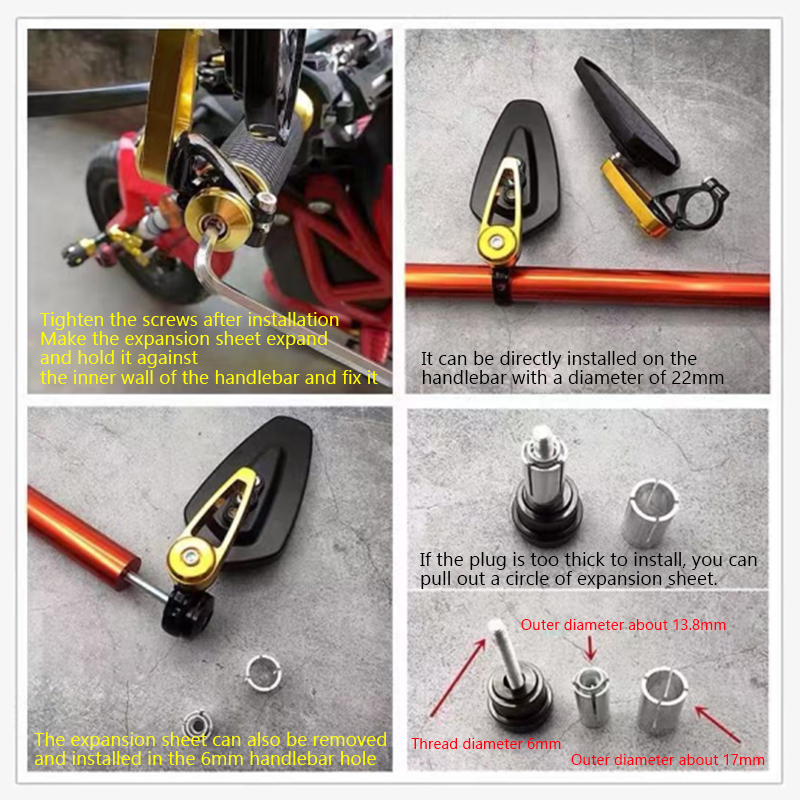 7/8" 22mm Bar End Rear Mirrors Motorcycle Accessories Motorbike Scooters Rearview Mirror Side View Mirrors Moto for Cafe Racer