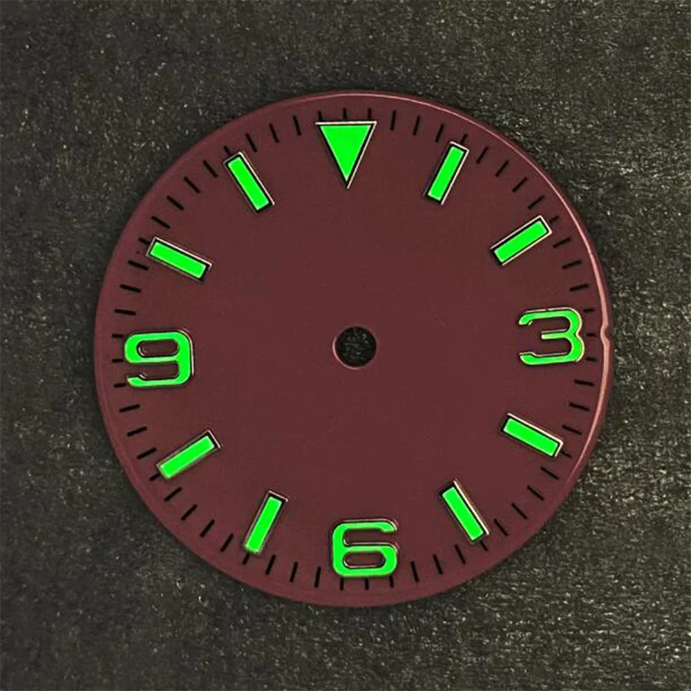 New NH35 Dial 28.5mm Green Luminous 369 Numerals Watch Dial for NH35 NH36 4R 7S Movement Mechanical Watch Faces Parts