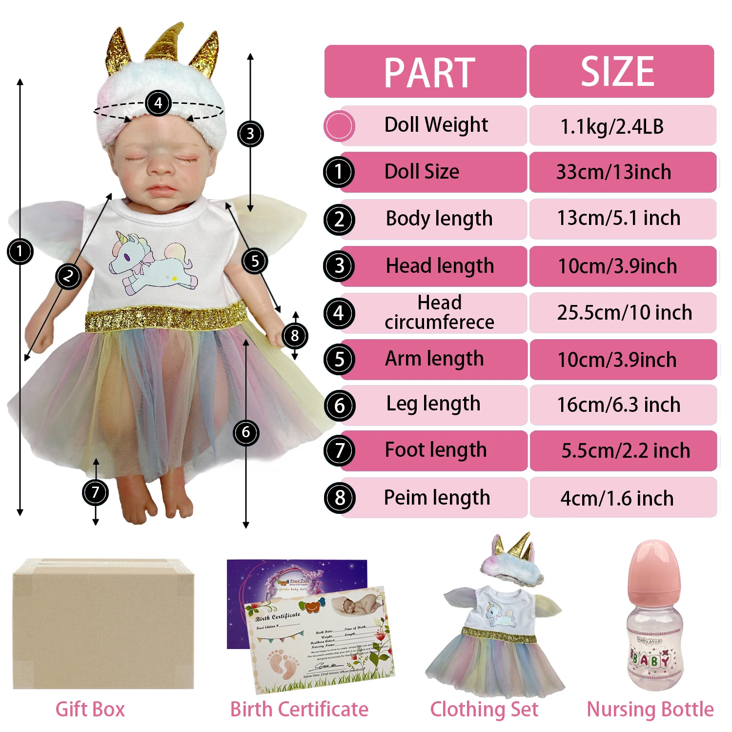 33CM Girl Full Body Soft Solid Silicone Reborn new Dolls 3D Painted/Unpainted Bebe Reborn Doll Reborn De 2025 Silicona Cuerpo Entero