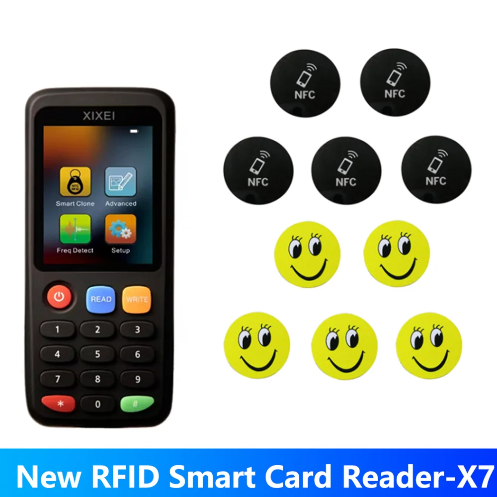 X7 Smart Card Reader RFID Key Clone Copier 13.56Mhz Badge Card Writer IC ID Token Duplicator 125Khz Tag Programmer